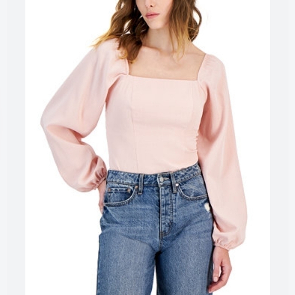 And now this |Lotus Pink Puffed Sleeve Body Suit Feminine Neutral Square Sz.XXL
